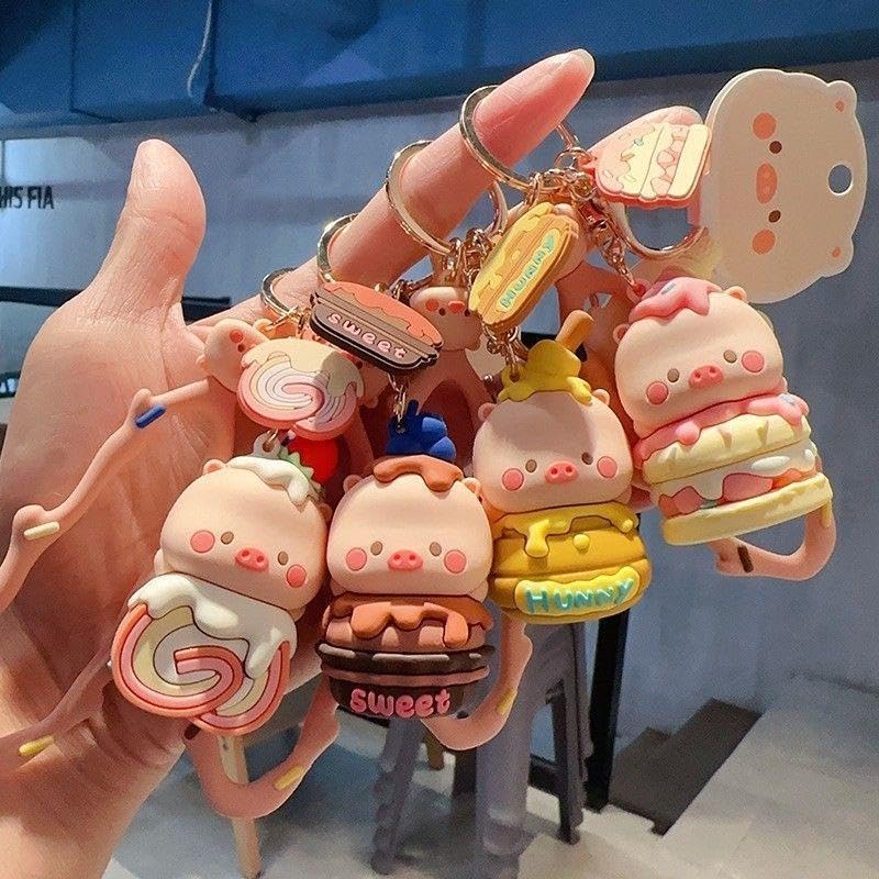 Amazon.co.jp: ブタ キーホルダー ストラップ チャーム キーリング